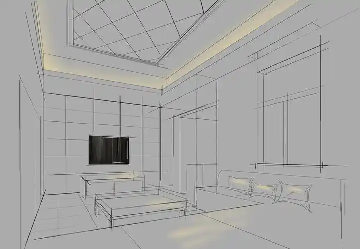 skb一点两点透视线稿|空间|家装设计|明同学 - 原创作品 - 站酷