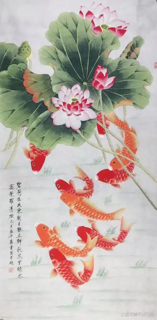 吉祥如意九鱼图