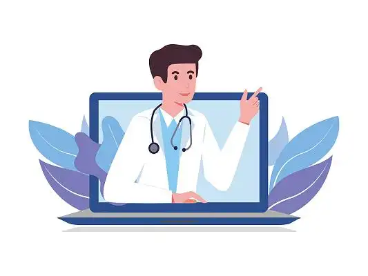 蓝色手绘卡通医生听诊医护人员白衣天使矢量元素png素材