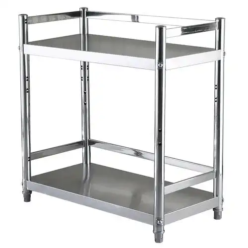 不锈钢厨房双层置物架桌面微波炉架子两层电饭锅烤箱收纳二层台面