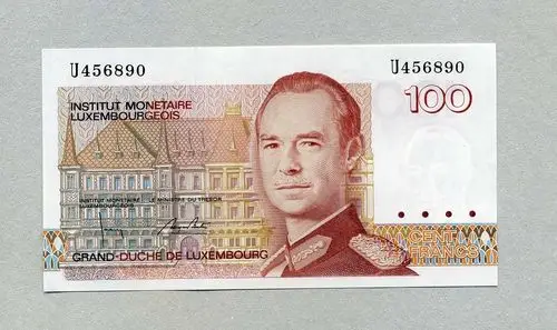 100 francs nd(1986) luxemburg pick 58b unc / gem unc